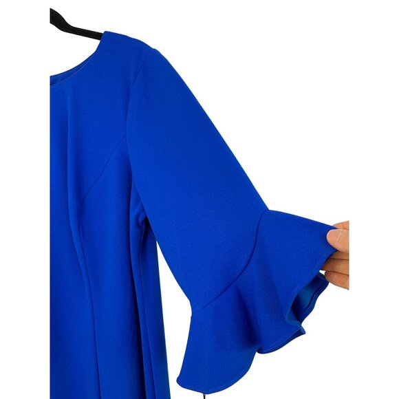 Adrianna Papell Blue Knit Crepe Ruffled Sheath Dress Size 18W NWT - Picture 6 of 13